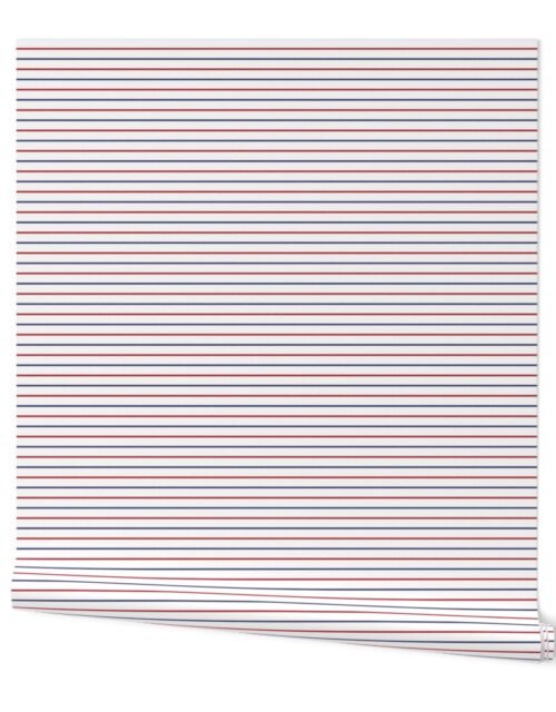 1/2 Inch Horizontal Pinstripe USA Red White and Blue Flag Colors Wallpaper