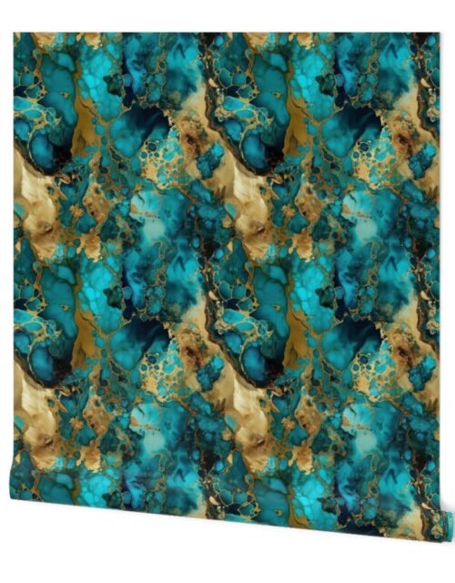 Small Turquoise and Gold Alcohol Ink 4 Wallpaper