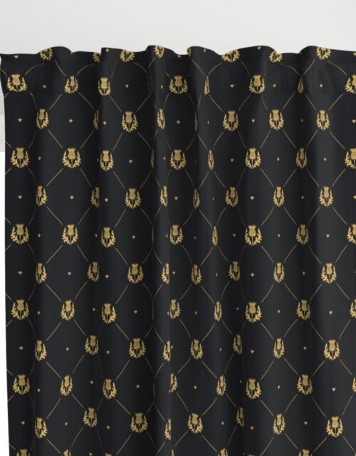 Lux Faux Gold Scotland’s Royal Thistle in Cross-Hatch Diamonds on Repeat Curtains