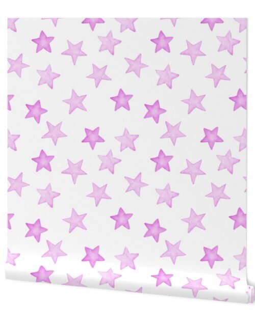 Large Faded Pink Christmas Stars on White Wallpaper