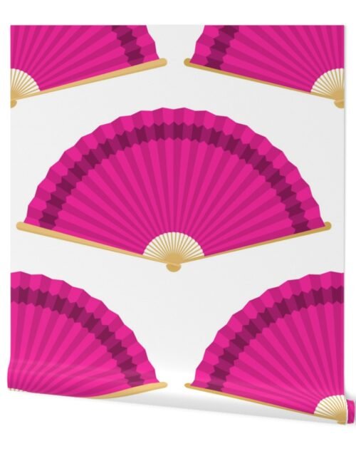 Jumbo Fuchsia Splayed Fans on White Wallpaper