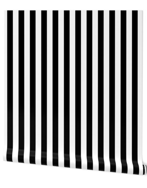3 cm Euro Metric Width Cabana Stripes in Black and White Wallpaper