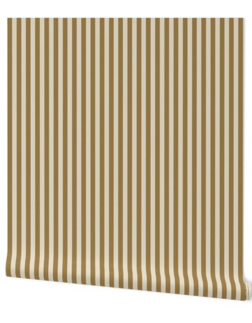 Half Inch Pencil Stripes in  Cream and Tan Wallpaper