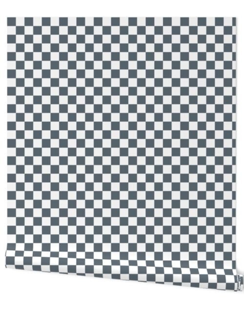 Ice Blue and White One Inch Check French Provincial Winter Checkerboard Wallpaper