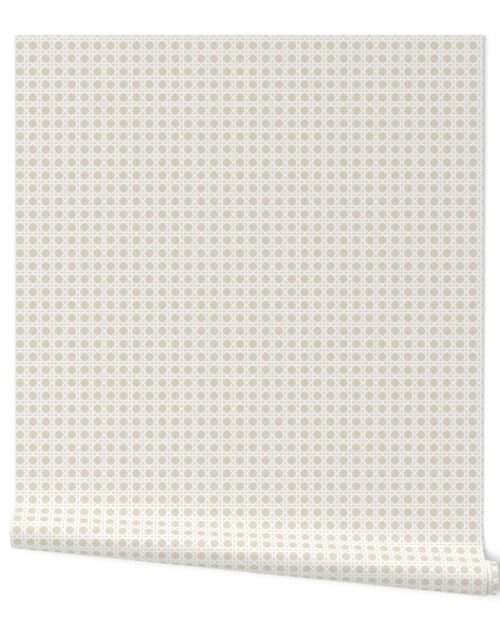 White on Cream Rattan Caning Pattern Wallpaper