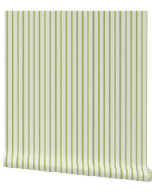 Medium Fresh Green on Off-White French Provincial Mattress Ticking Wallpaper