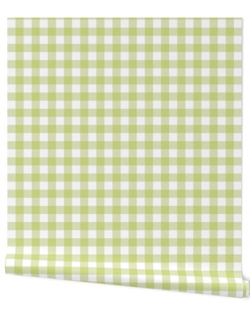 New Green and White One Inch Check French Provincial Spring Checkerboard Wallpaper