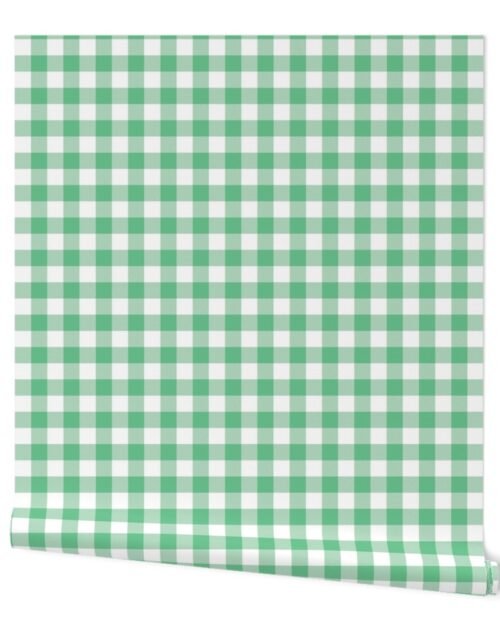 Green  Vintage Christmas Gingham Check Wallpaper