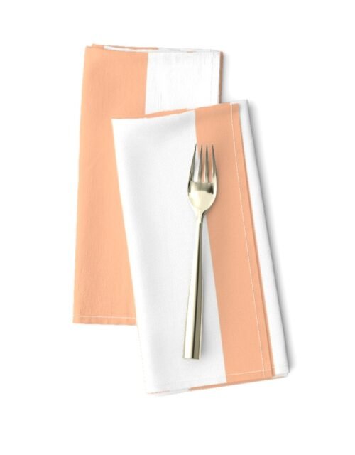 3 Inch Circus Tent Stripe in Peach Fuzz Color of the Year 2024 and White Dinner Napkins