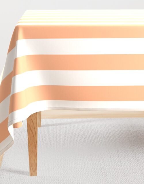 3 Inch Circus Tent Stripe in Peach Fuzz Color of the Year 2024 and White Rectangular Tablecloth