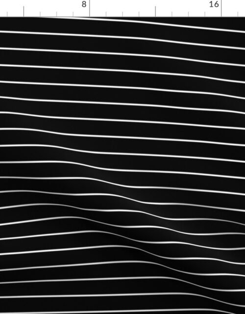 1  inch Classic Horizontal White Baseball Stripe Lines On Black Fabric