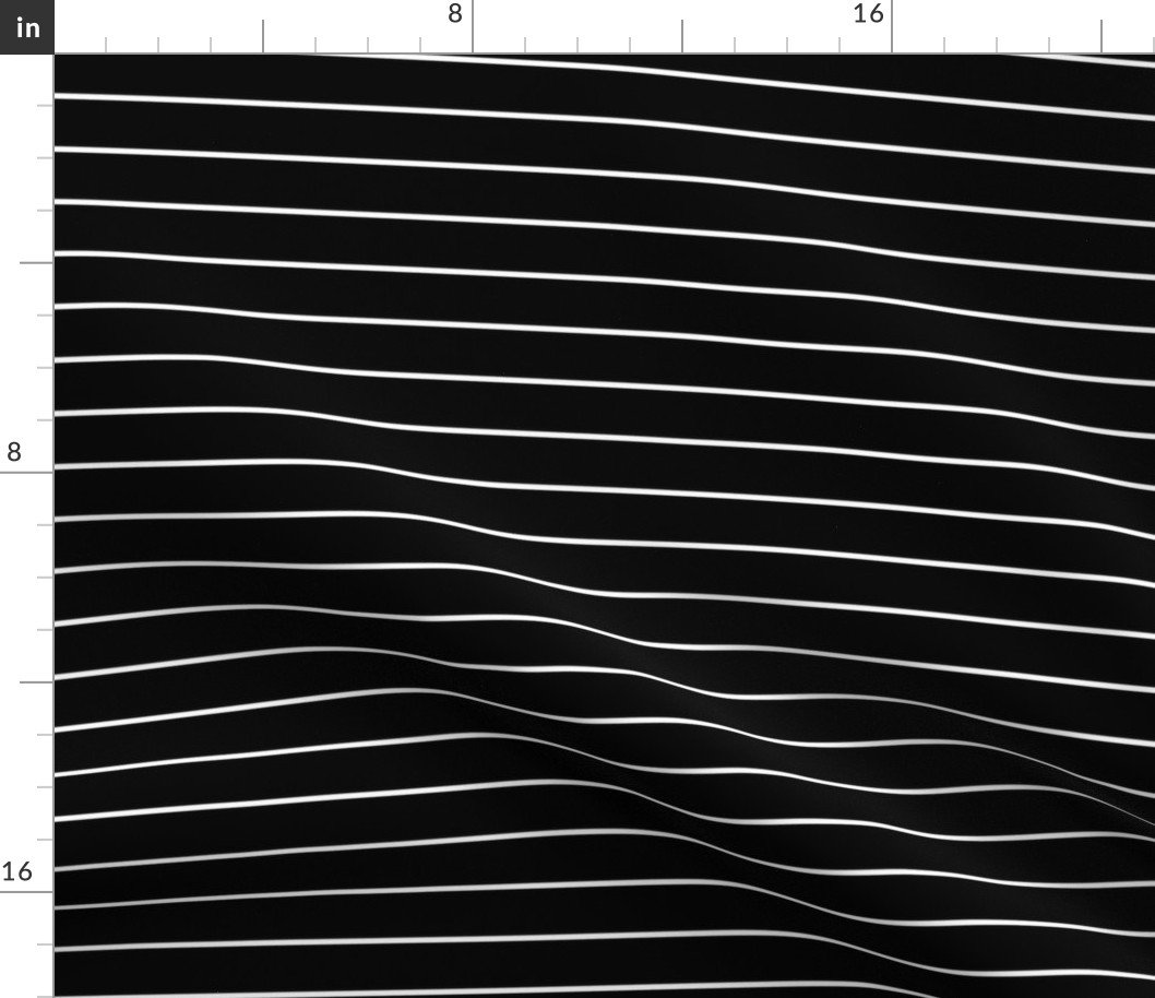 1  inch Classic Horizontal White Baseball Stripe Lines On Black Fabric
