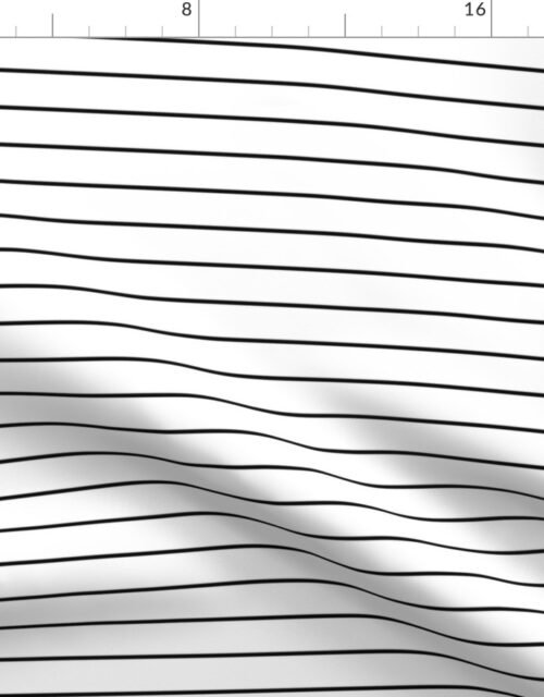 1 inch Classic Horizontal Black Baseball Stripe Lines On White Fabric