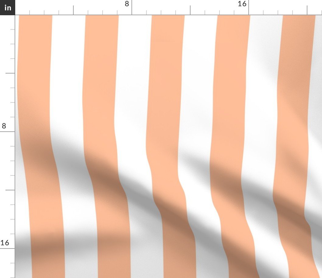 2 Inch Cabana Stripe in Peach Fuzz Color of the Year 2024 and White Fabric