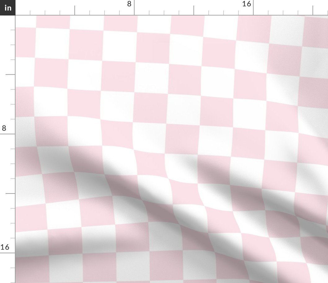 2 inch Checked Checkerboard Merry Bright Christmas Pattern in Pale Pink and White Square Checked Fabric