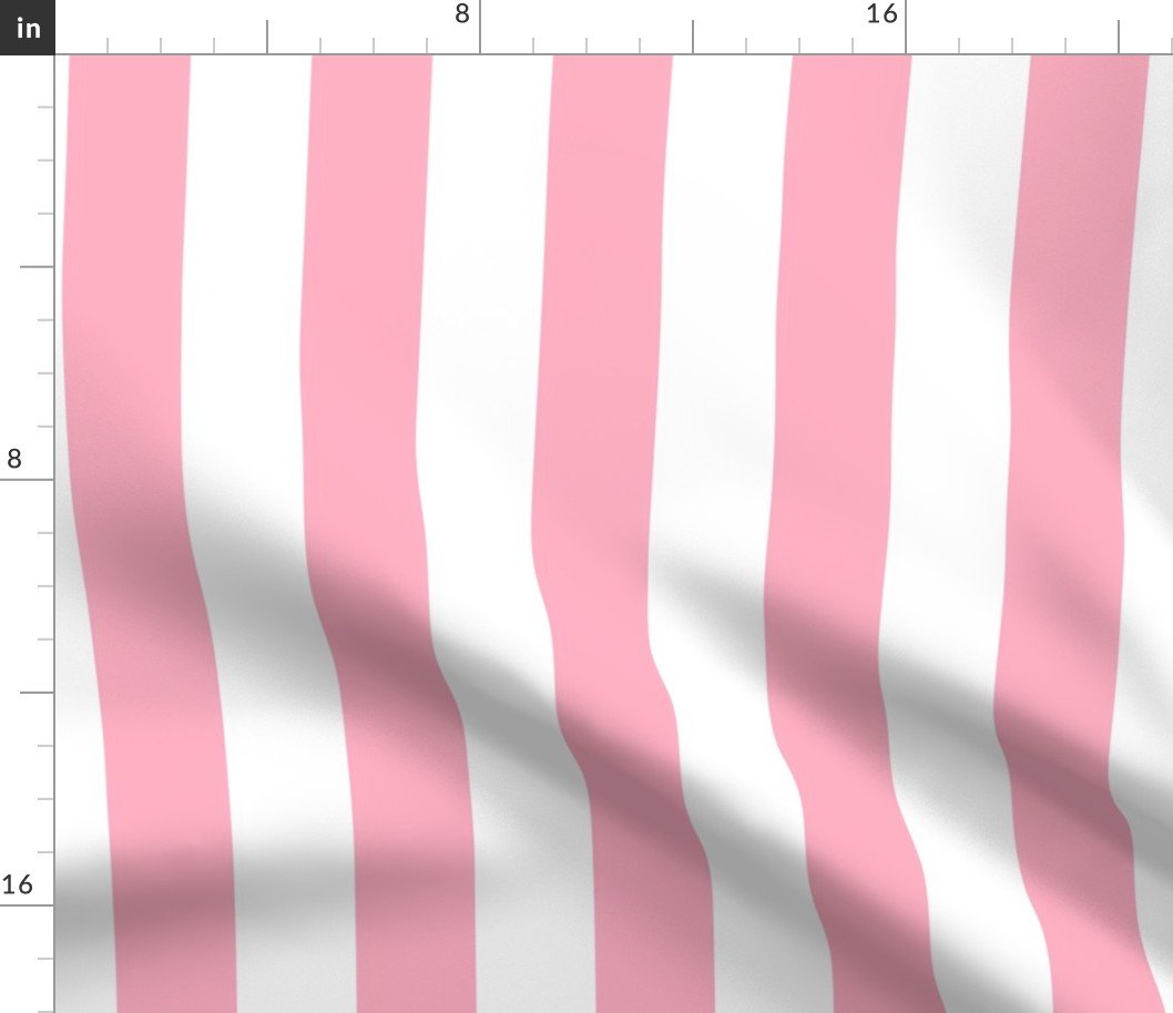 2 inch Wide Vertical Palm Beach Pink and White Cabana Stripes Fabric