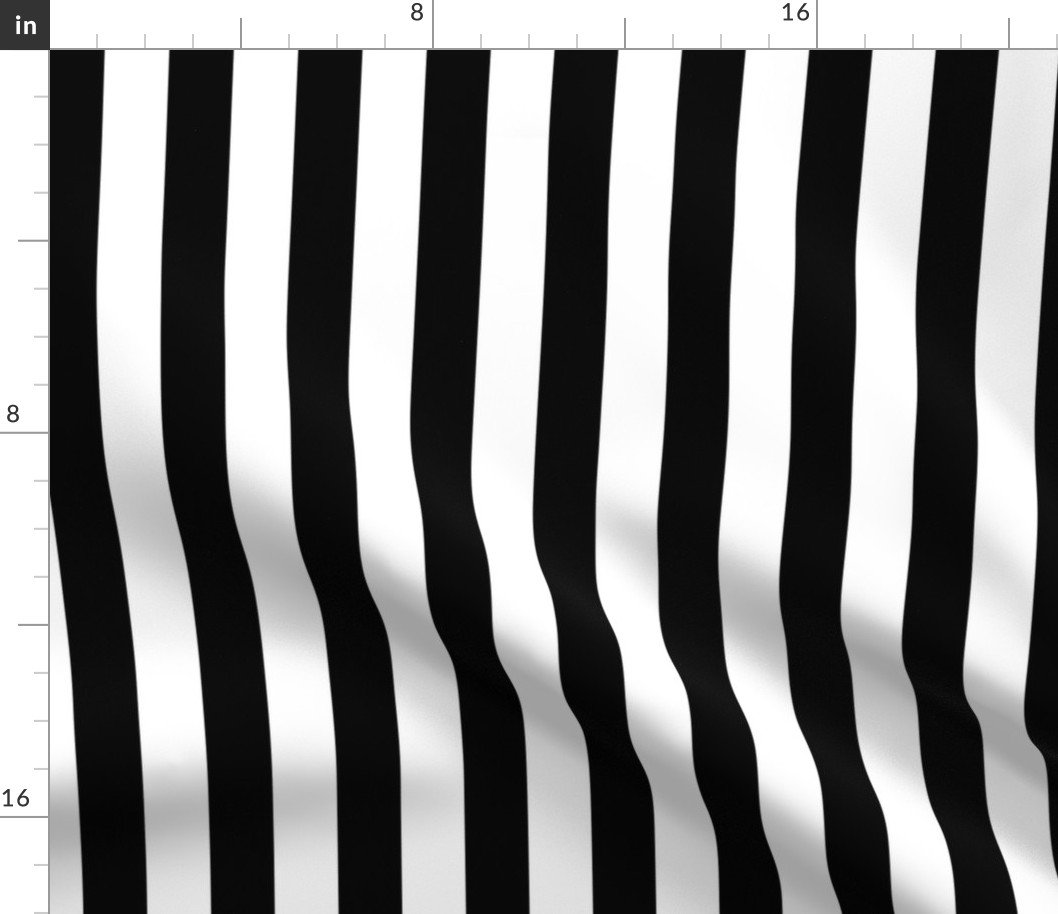 3 cm Euro Metric Width Cabana Stripes in Black and White Fabric
