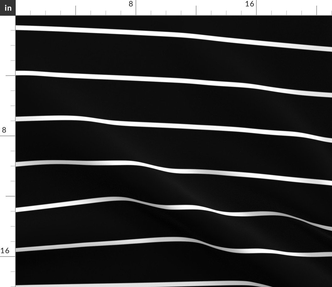 3 inch Classic Horizontal Black Baseball Stripe Lines On White Fabric