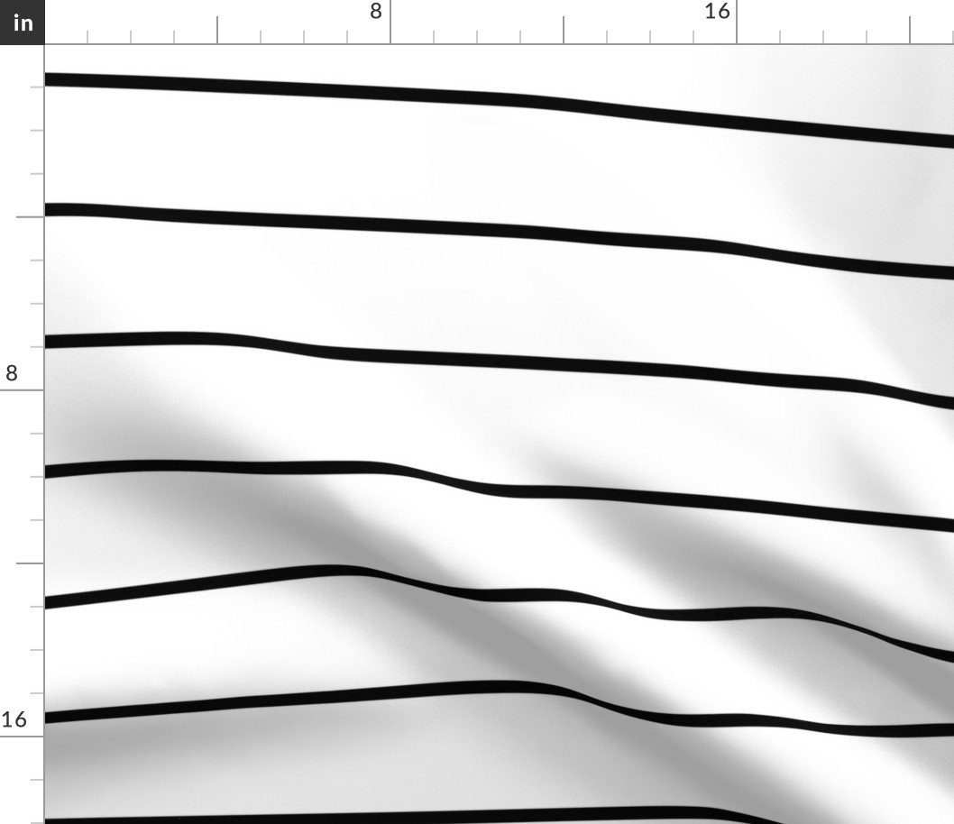 3 inch Classic Horizontal Black Baseball Stripe Lines On White Fabric