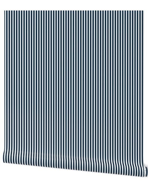 Navy and White Sailor Stripes Wallpaper