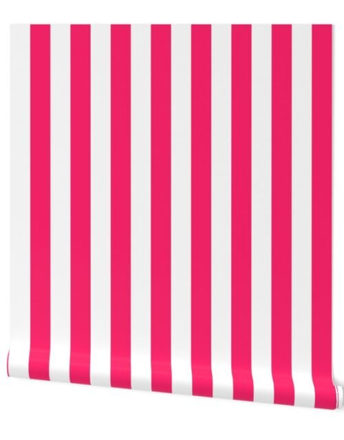 Pop Pink 2″ Wide Cabana Stripes Wallpaper