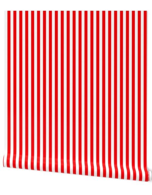 Circus Red Sailor 1/2″ Thin Stripes Wallpaper