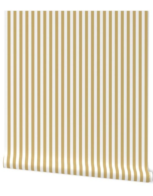 Khaki Beige Sailor 1/2″ Thin Stripes Wallpaper