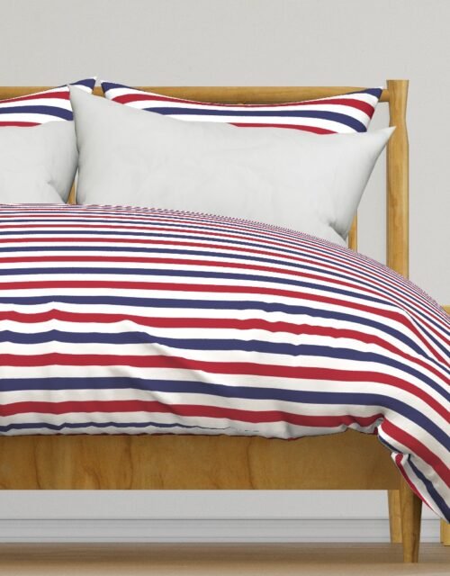 USA American Flag Red, White and Blue Alternating Stripes Duvet Cover