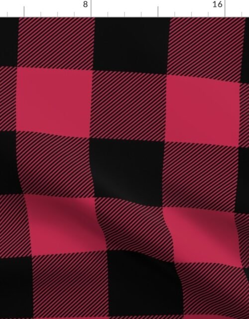 4 Inch Black and Viva Magenta  Check Gingham Fabric