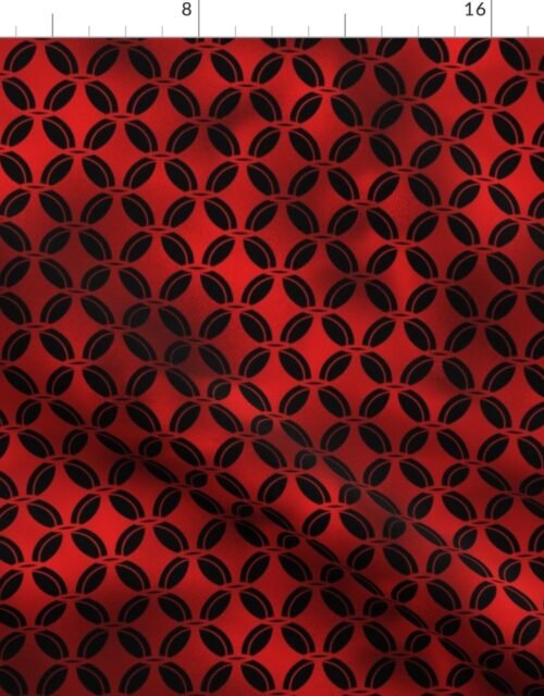 4 Leaf Quatrefoils in Black and Ruby Red Vintage Faux Foil Art Deco Vintage Foil Pattern Fabric