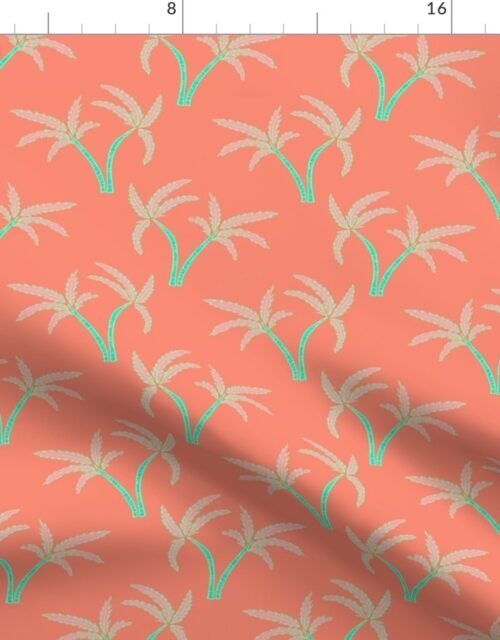 Twin Palms in Coral Fabric