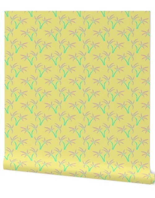 Twin Palms in Lemon Wallpaper