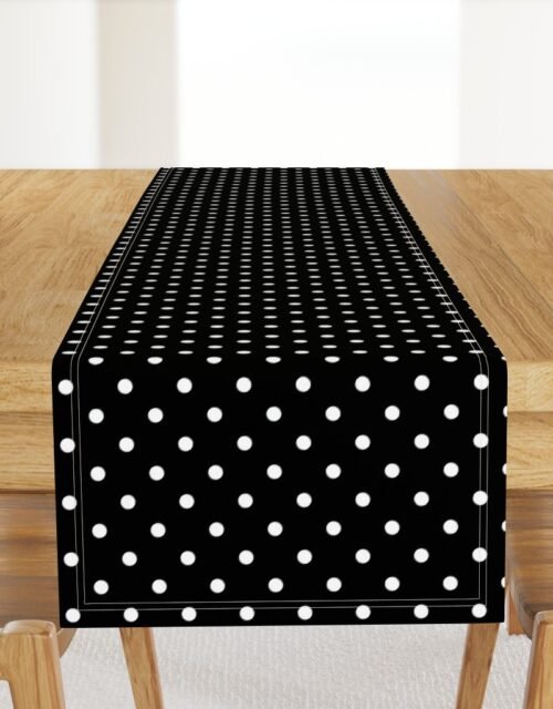 Licorice Black and White Polka Dots Table Runner