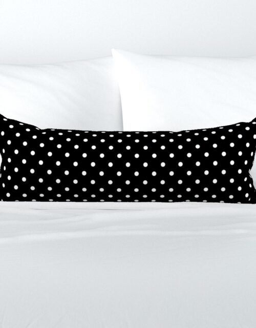Licorice Black and White Polka Dots Extra Long Lumbar Pillow