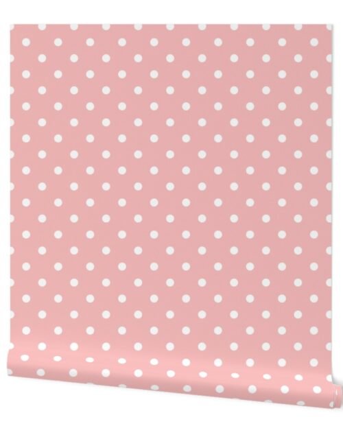 Powder Pink and White Polka Dots Wallpaper