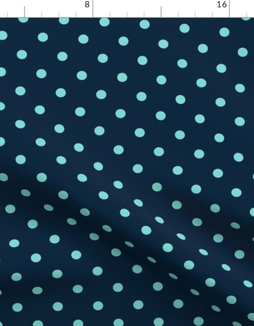Navy and Turquoise Polka Dots Fabric