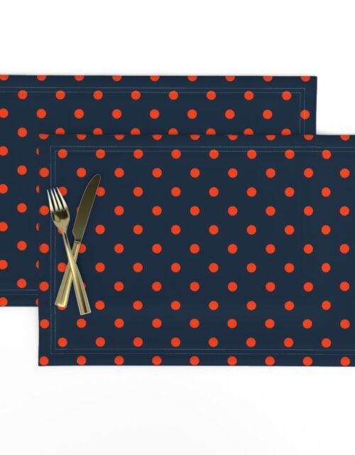 Navy and Orange Polka Dots Placemats