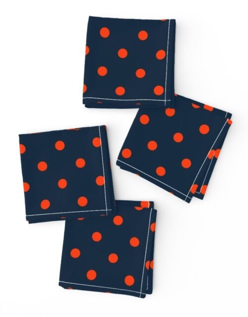 Navy and Orange Polka Dots Cocktail Napkins