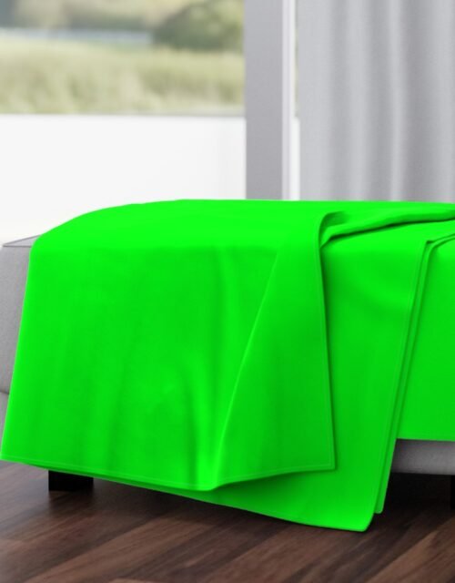 Neon Lime Green Solid Throw Blanket