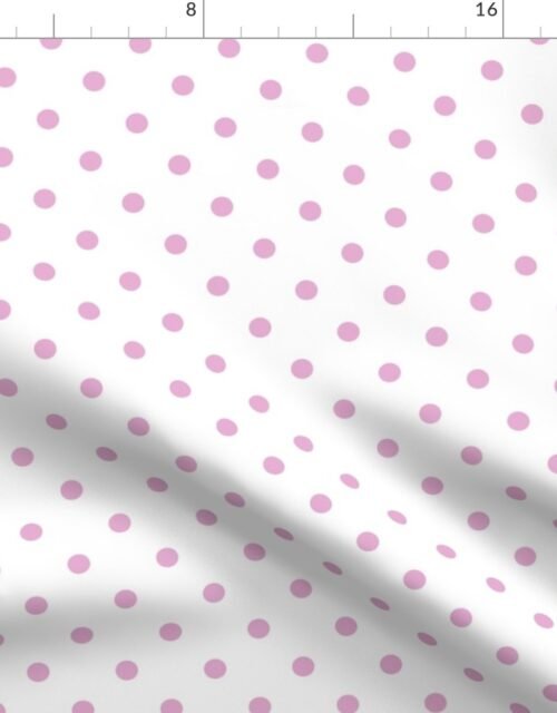 Pink Lavender Polkadots on White Fabric