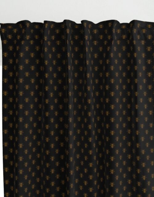 Royal Gold Queen Bees on Black Curtains