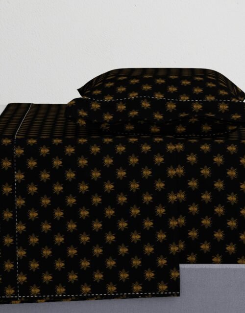 Royal Gold Queen Bees on Black Sheet Set