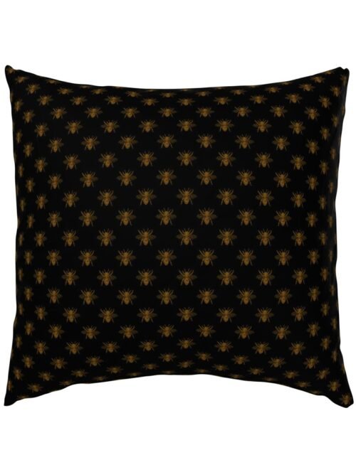 Royal Gold Queen Bees on Black Euro Pillow Sham