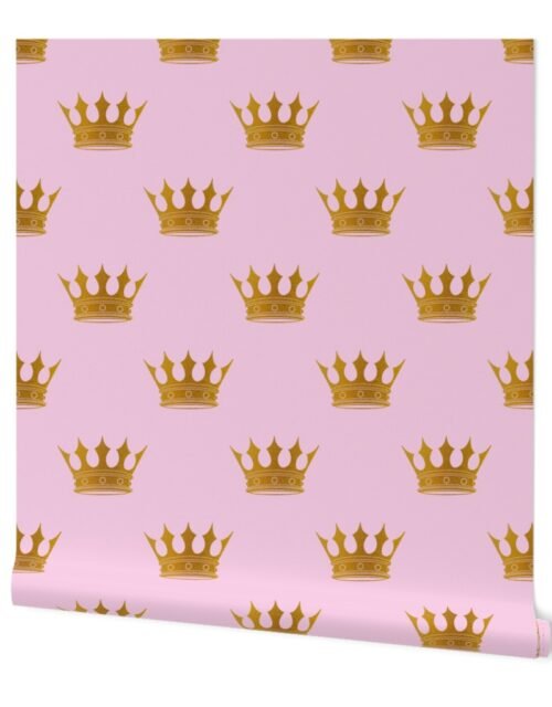Princess Charlotte Rose Pink with Gold Crowns Wallpaper