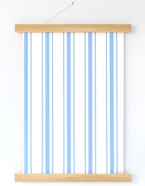 Mattress Ticking Wide Striped Pattern in Pale Blue and White Wall Hanging