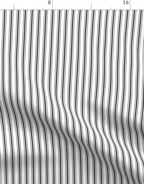 Mattress Ticking Narrow Striped Pattern in Dark Black and White Fabric