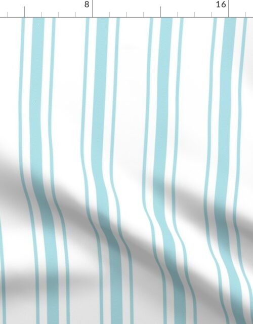 Pale Sky Blue and White Striped Mattress Ticking Fabric