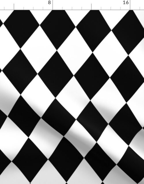 Classic Black and White Harlequin Diamond Check Fabric