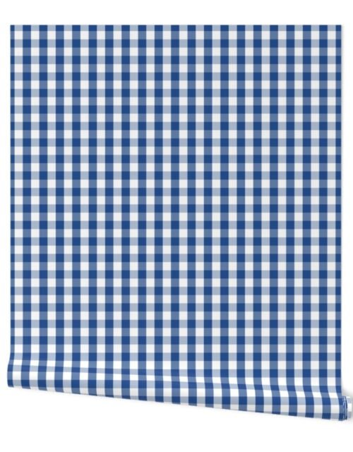 Delphinium Blue Mini Gingham Check Plaid Wallpaper