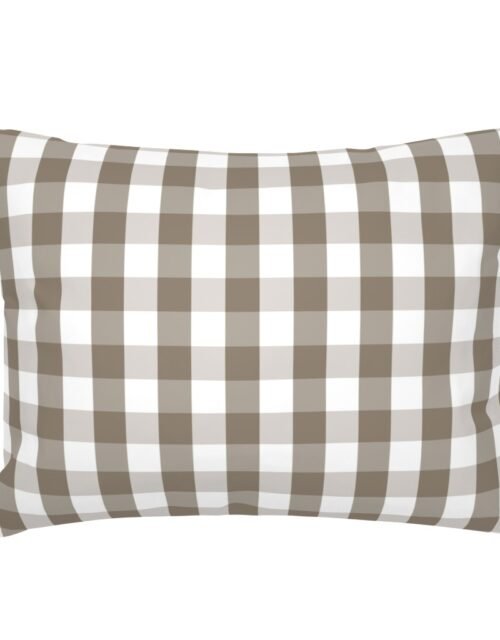 Mulch Brown Gingham Check Plaid Standard Pillow Sham